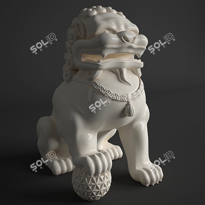 Fortune Fu Dog Sculpture 3D model image 1