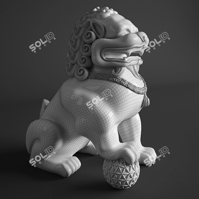 Fortune Fu Dog Sculpture 3D model image 3