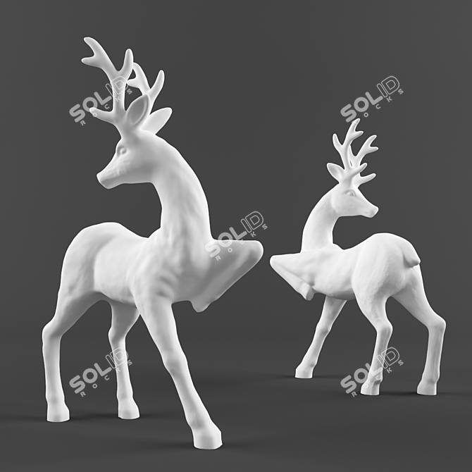 Elegant Deer Sculpture 3D model image 1