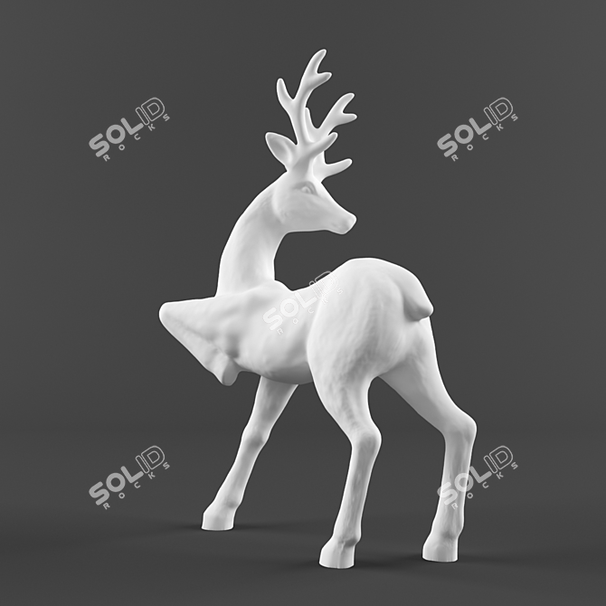 Elegant Deer Sculpture 3D model image 2