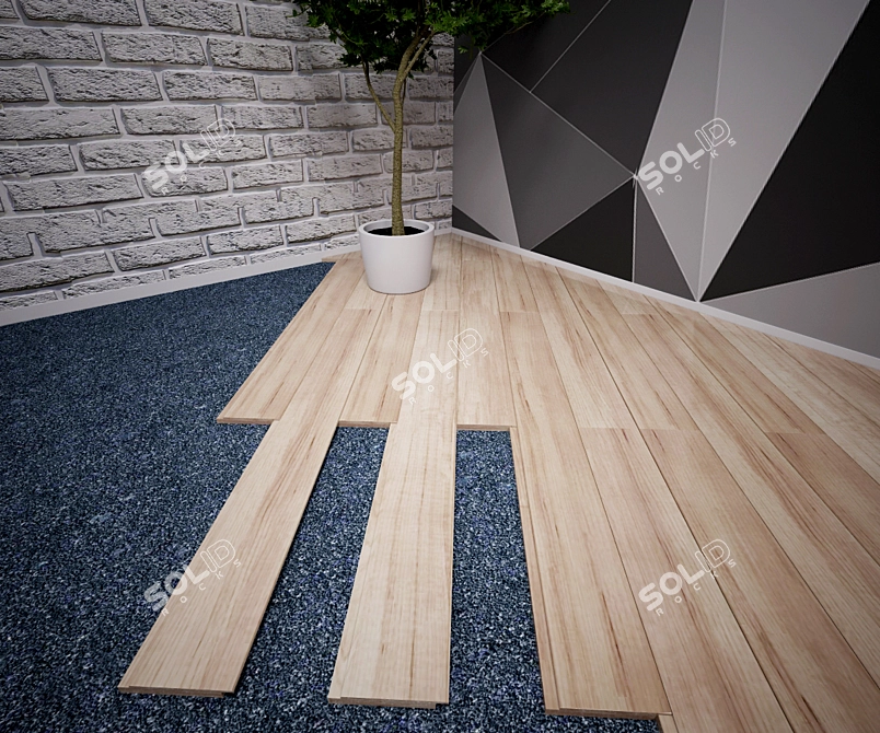 Wooden Parquet Flooring 3D model image 1