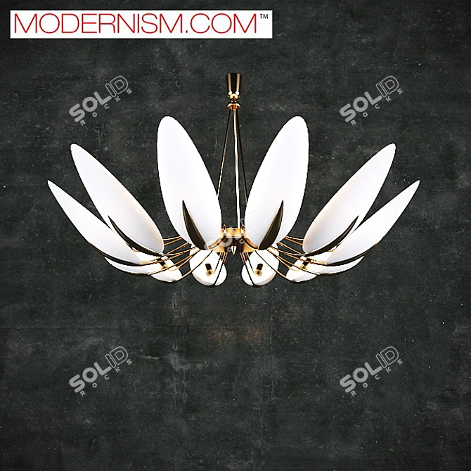 Exceptional Brass Pendant Stilnovo 3D model image 1