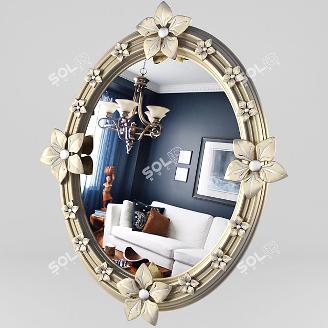 Reflective Rose - Perfect Living Room Mirror 3D model image 1