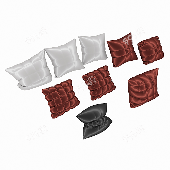 Sleek Silk Cushions Set 3D model image 2