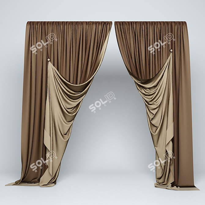 Symmetrical Curtain Set 3D model image 1