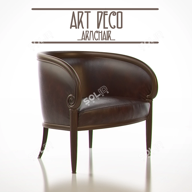 Elegant Art Deco Armchair 3D model image 1