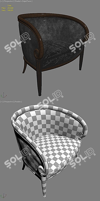 Elegant Art Deco Armchair 3D model image 3