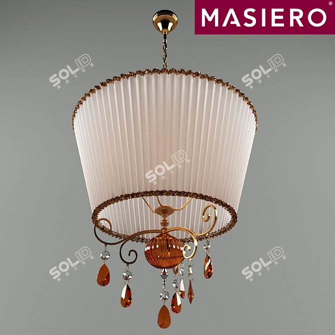 Elegant Ivory Glass Chandelier 3D model image 1