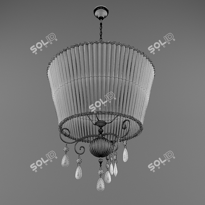 Elegant Ivory Glass Chandelier 3D model image 3