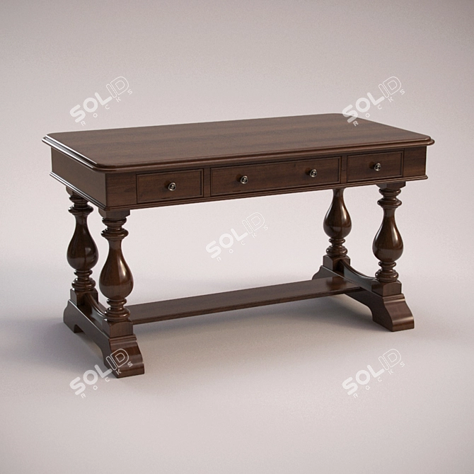 Turnbridge Trestle Writing Desk 3D model image 1