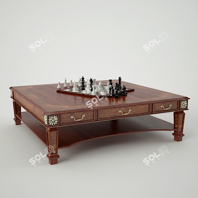 Vintage Chess Table by Charles Barr 3D model image 1