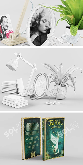 Elegant 4-Piece Decor Set 3D model image 3