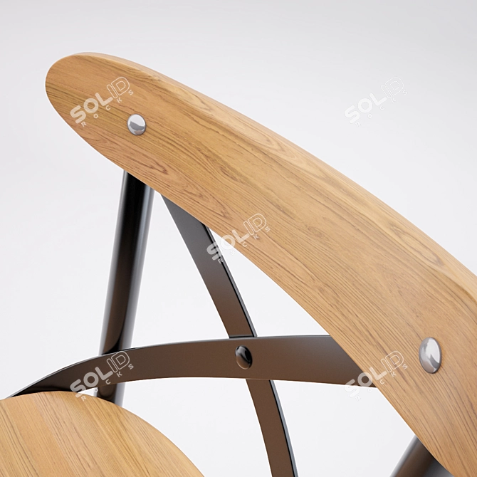 Sleek Dark Metal Bar Chair 3D model image 2