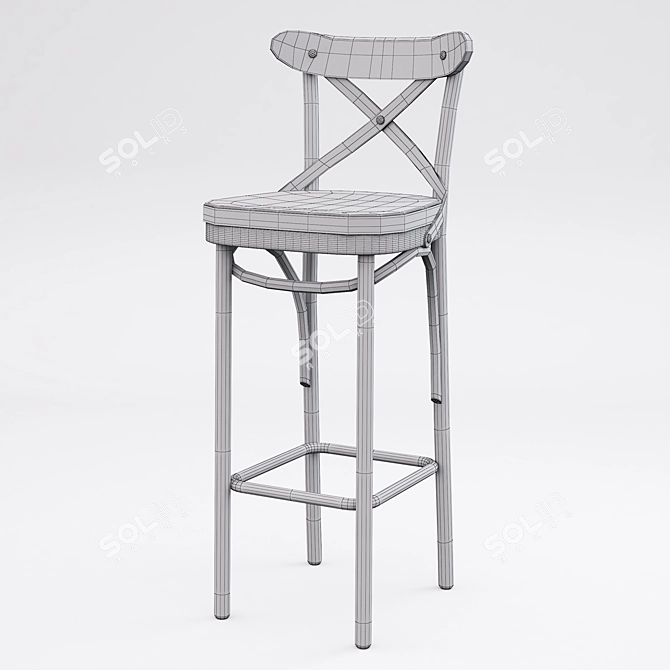 Sleek Dark Metal Bar Chair 3D model image 3