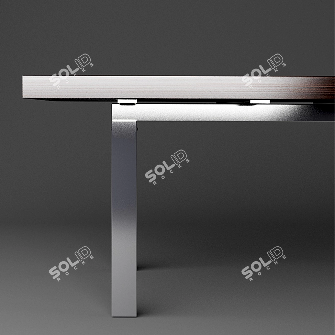 Modern Dark Wood and Gray Metal Design Table 3D model image 2