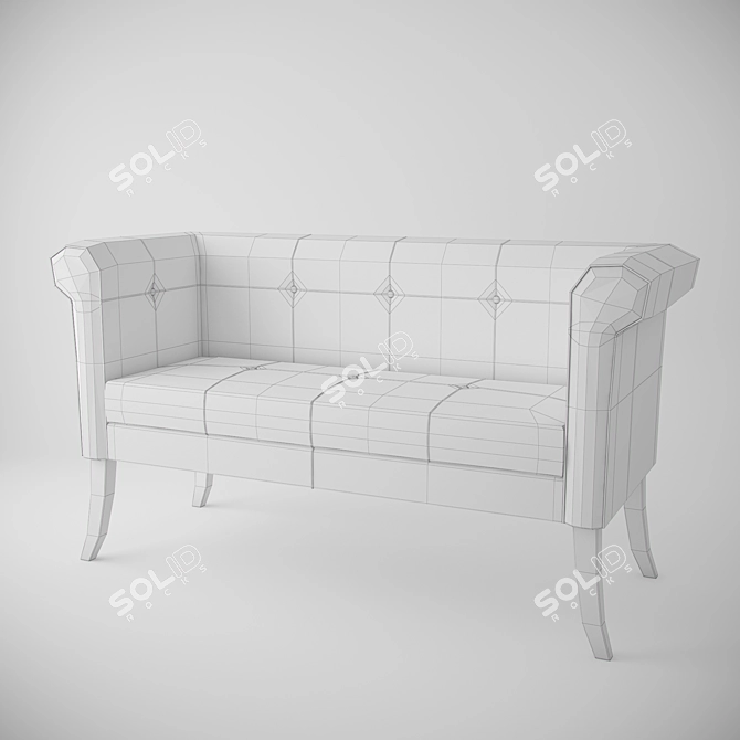 Velvet Bench AIDA: Elegant, Stylish and Comfortable 3D model image 2