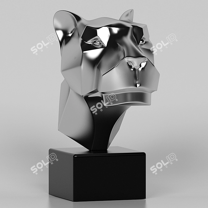 Elegant Panther Sculpture 3D model image 1
