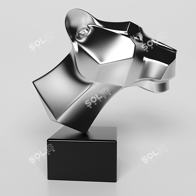 Elegant Panther Sculpture 3D model image 2