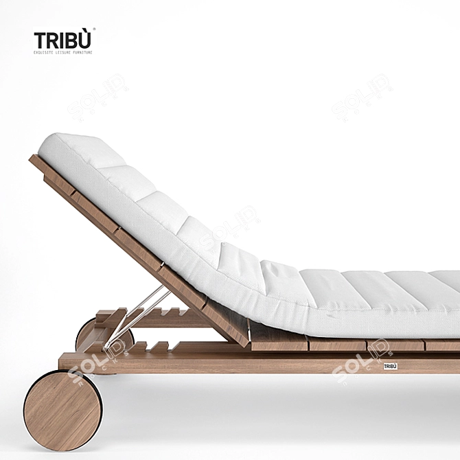 Tribu Kos Lounger: Luxury Teak Relaxation 3D model image 1