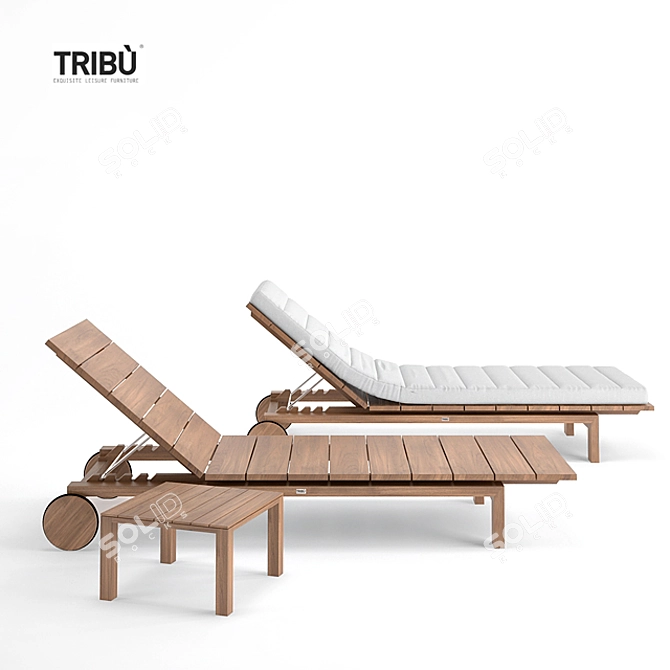 Tribu Kos Lounger: Luxury Teak Relaxation 3D model image 2