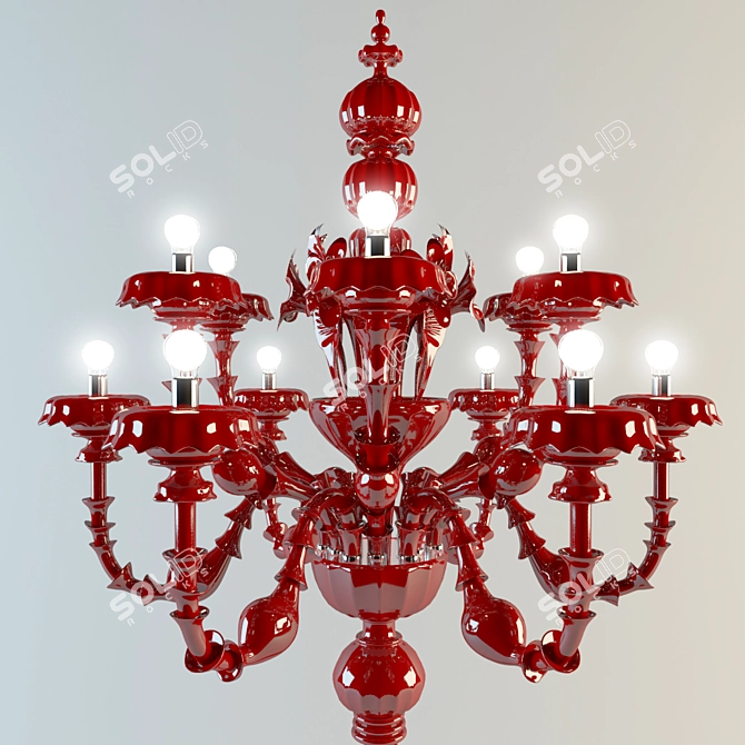 Elegant Murano Glass Floor Lamp 3D model image 2