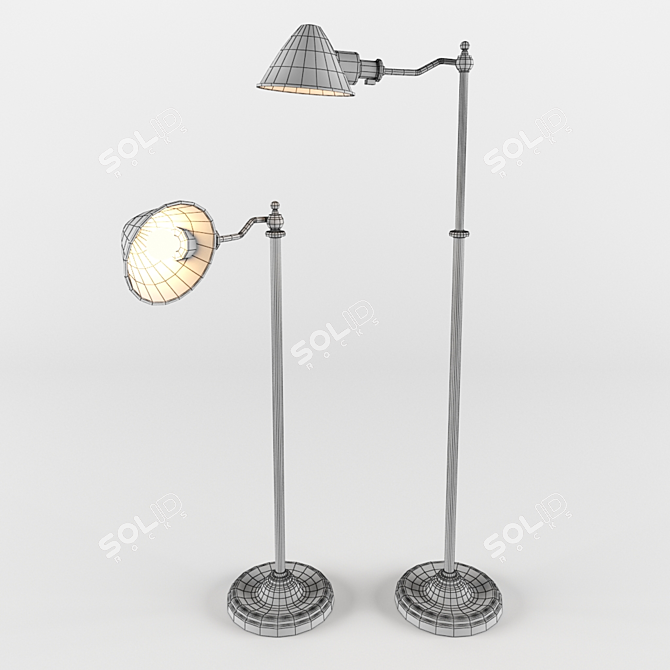 Hayward Nickel Floor Lamp - RL Home 3D model image 2