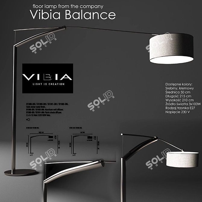 Graceful Metal Floor Lamp 3D model image 1