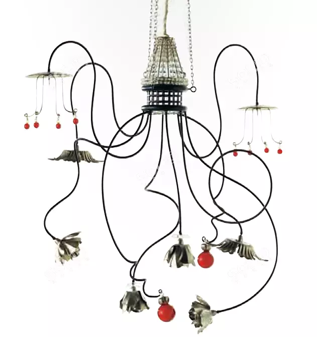 Elegant Murano Glass Chandelier 3D model image 3