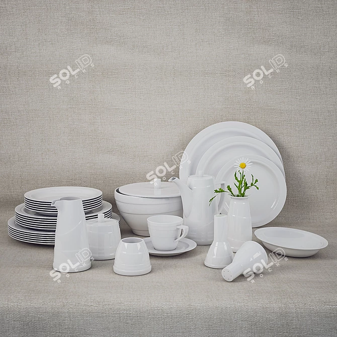 Elegant Ceramic Tableware 3D model image 1