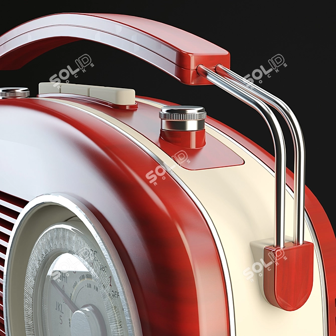 Vintage Wood Tone 60's Radio 3D model image 2
