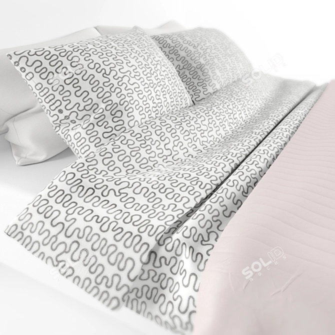 Cozy Sleep Set: IKEA KROKRIS Blanket, Pillows & Quilted Bedspread 3D model image 1