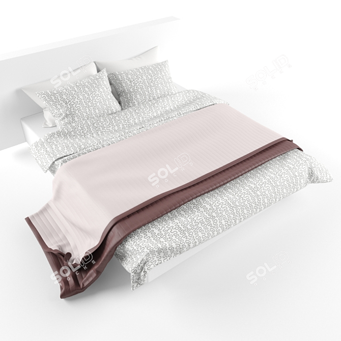 Cozy Sleep Set: IKEA KROKRIS Blanket, Pillows & Quilted Bedspread 3D model image 2