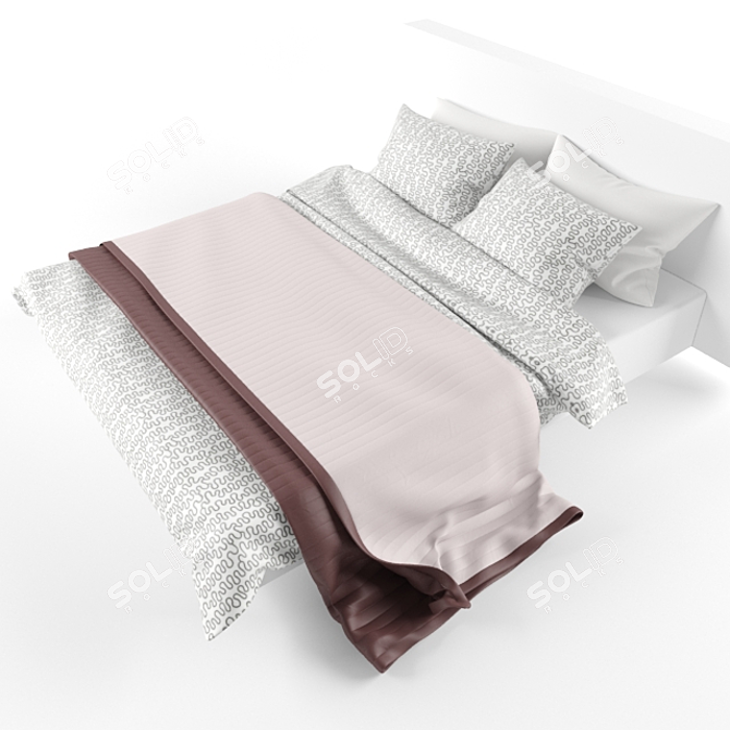 Cozy Sleep Set: IKEA KROKRIS Blanket, Pillows & Quilted Bedspread 3D model image 3