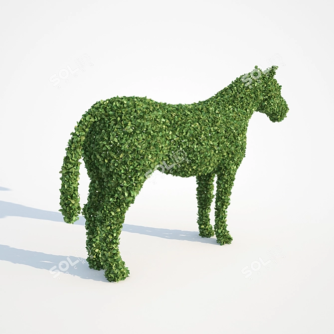 Graceful Equine Topiary 3D model image 2