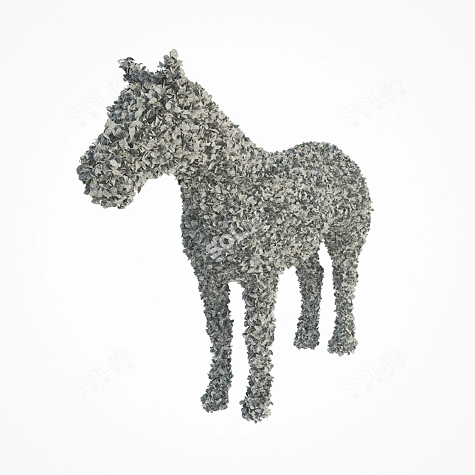 Graceful Equine Topiary 3D model image 3