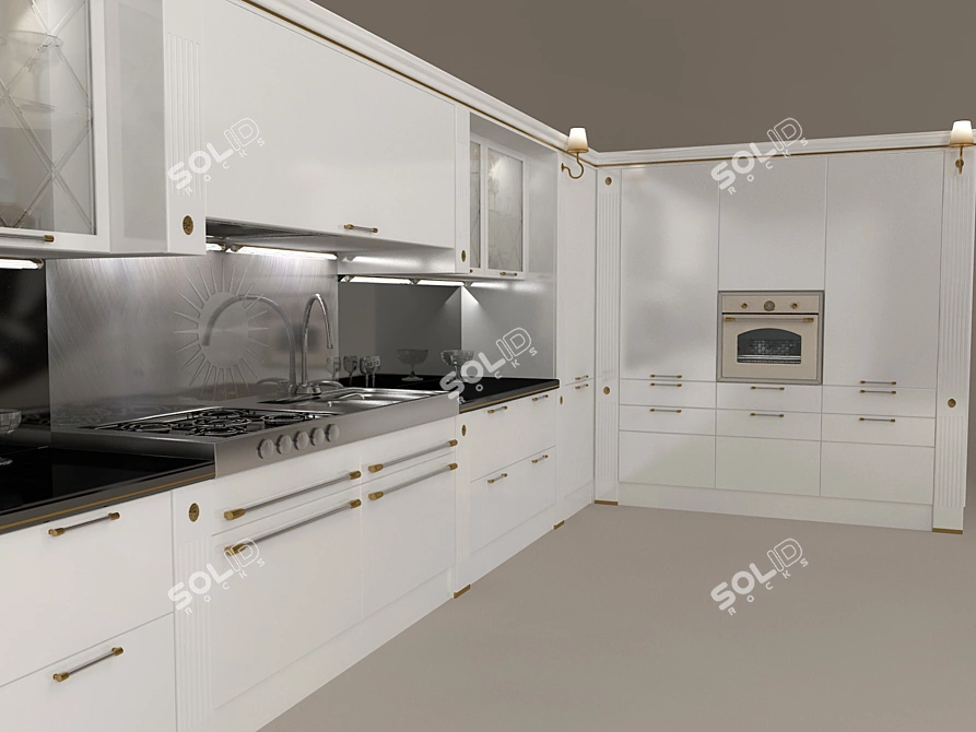 Italian Scavolini Baccarat Kitchen 3D model image 2