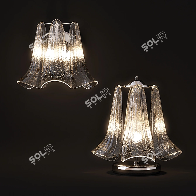 Elegant Opal Tulipani Lamp Set 3D model image 1