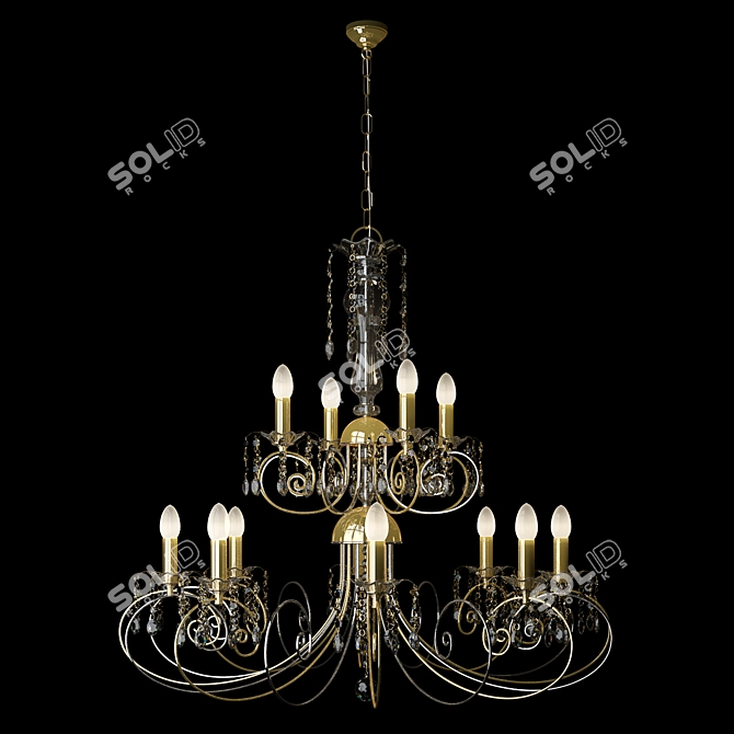 Luxury 12-Light Chandelier with Swarovski Crystal 3D model image 1