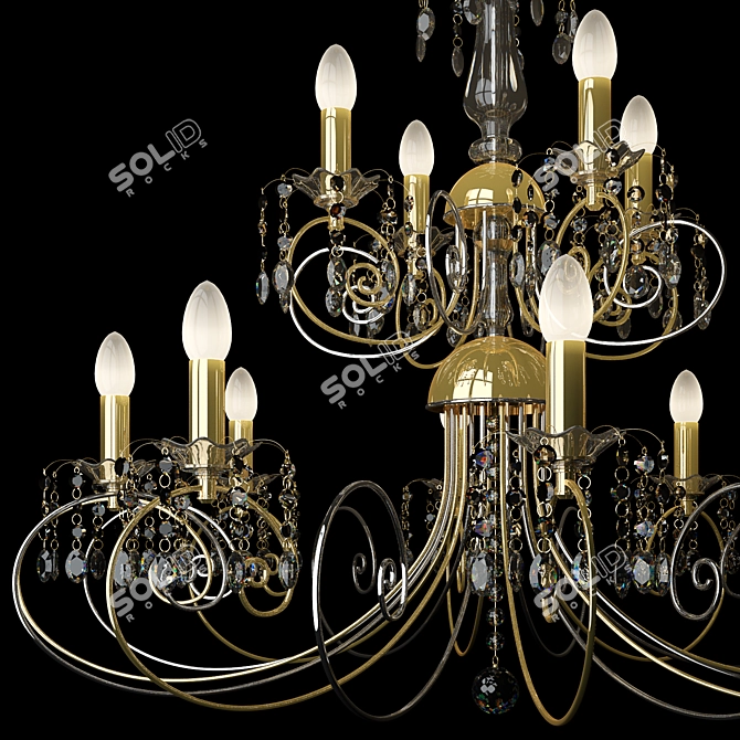 Luxury 12-Light Chandelier with Swarovski Crystal 3D model image 2