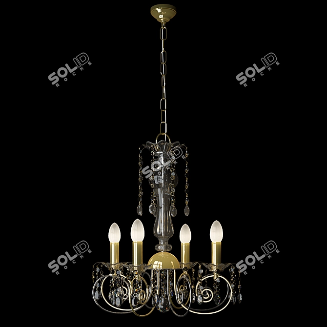 Luxury Crystal Chandelier with Gold & Chrome Finish 3D model image 1