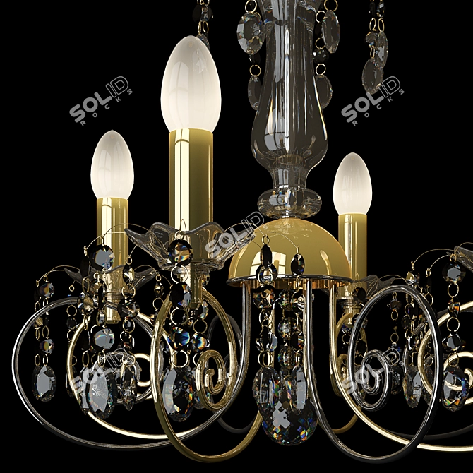 Luxury Crystal Chandelier with Gold & Chrome Finish 3D model image 2