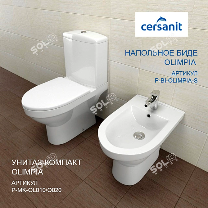 Cersanit Olimpia - Toilet + Bidet Combo 3D model image 1