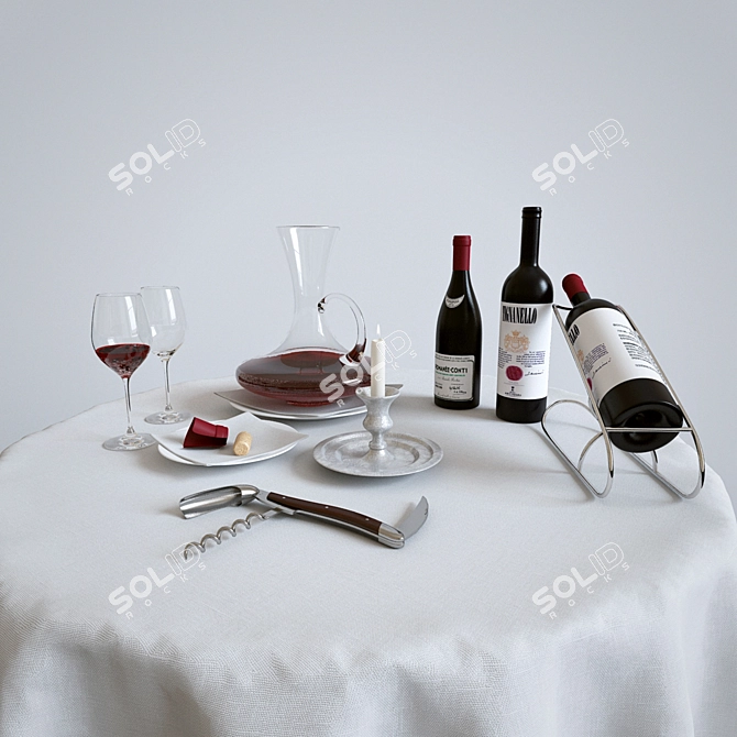 Elegant Sommelier Tool Set 3D model image 1