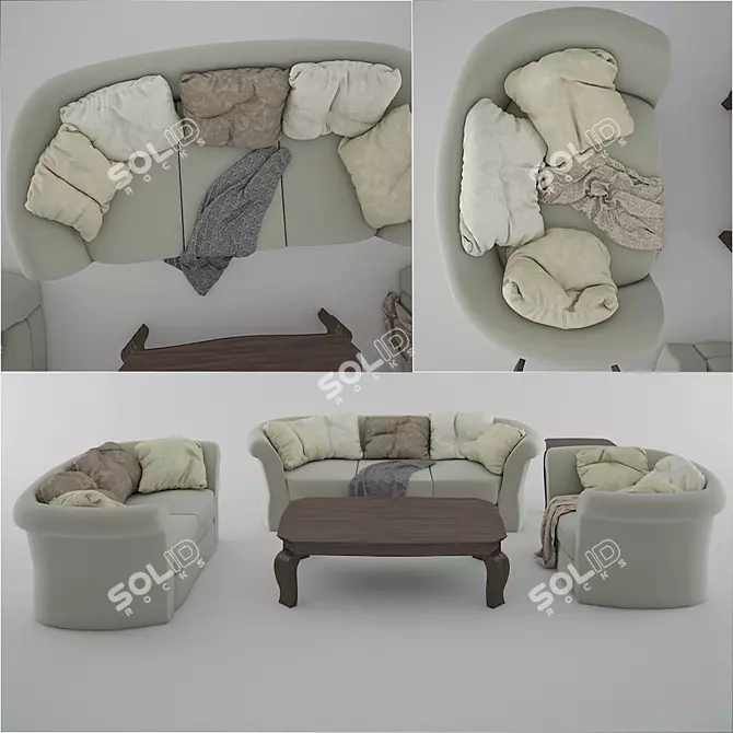 Ethnic 3-2-1 Seat Sofa Set 3D model image 1