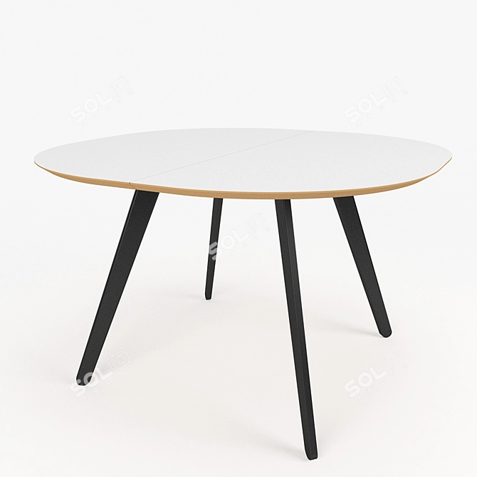 Modern White and Black Round dining table 3D model image 1