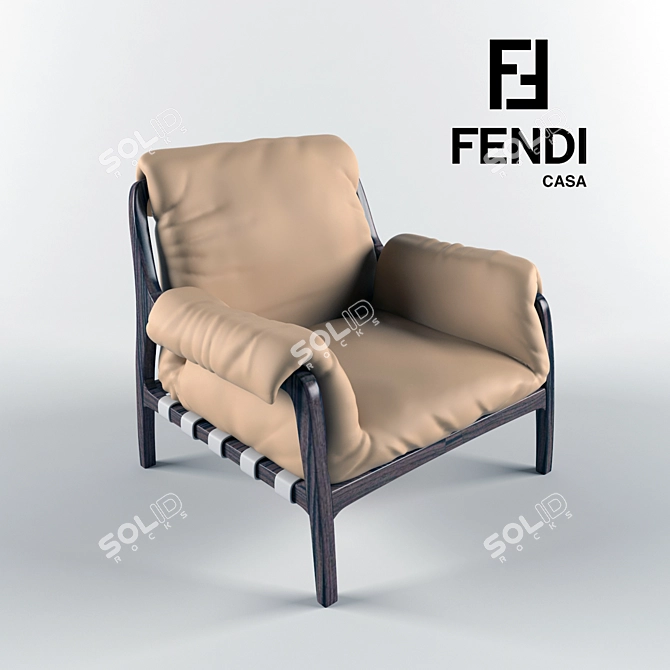 Luxury Italian Fendi Casa Hemigway Chair 3D model image 1