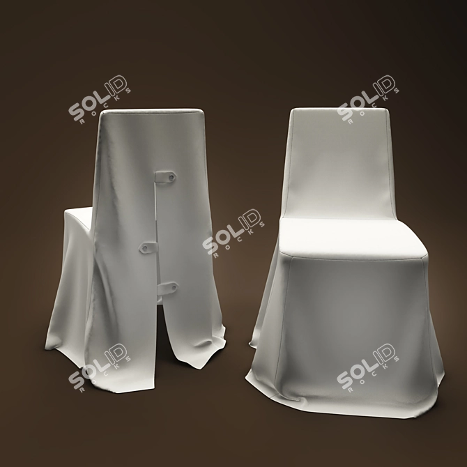 Buttoned Chair Cover 3D model image 1