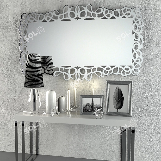 Elegant Pigalle Mirror: 195cmx117cm 3D model image 1