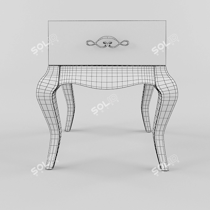 Sleek White Gloss Nightstand 3D model image 2