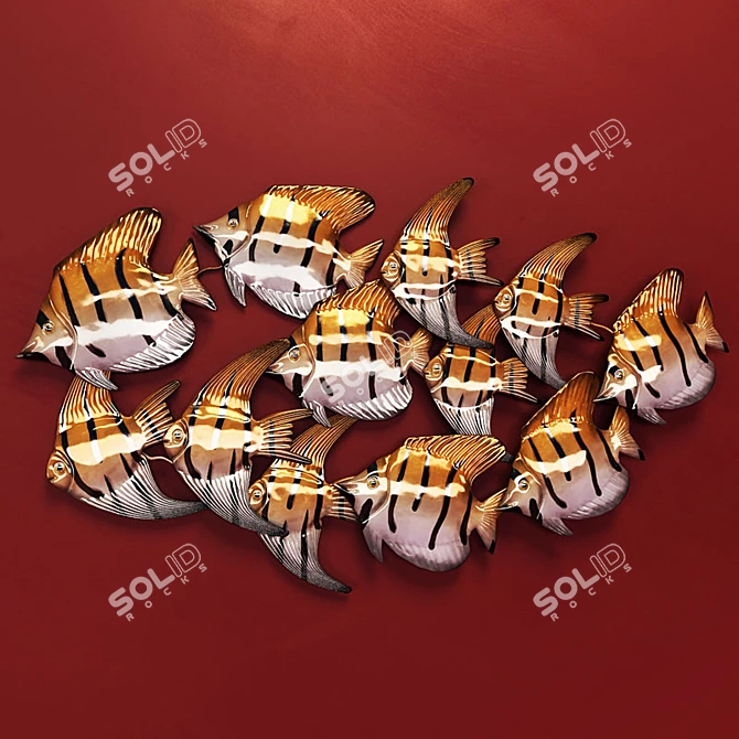 Pisces Metal Wall Panel 3D model image 1